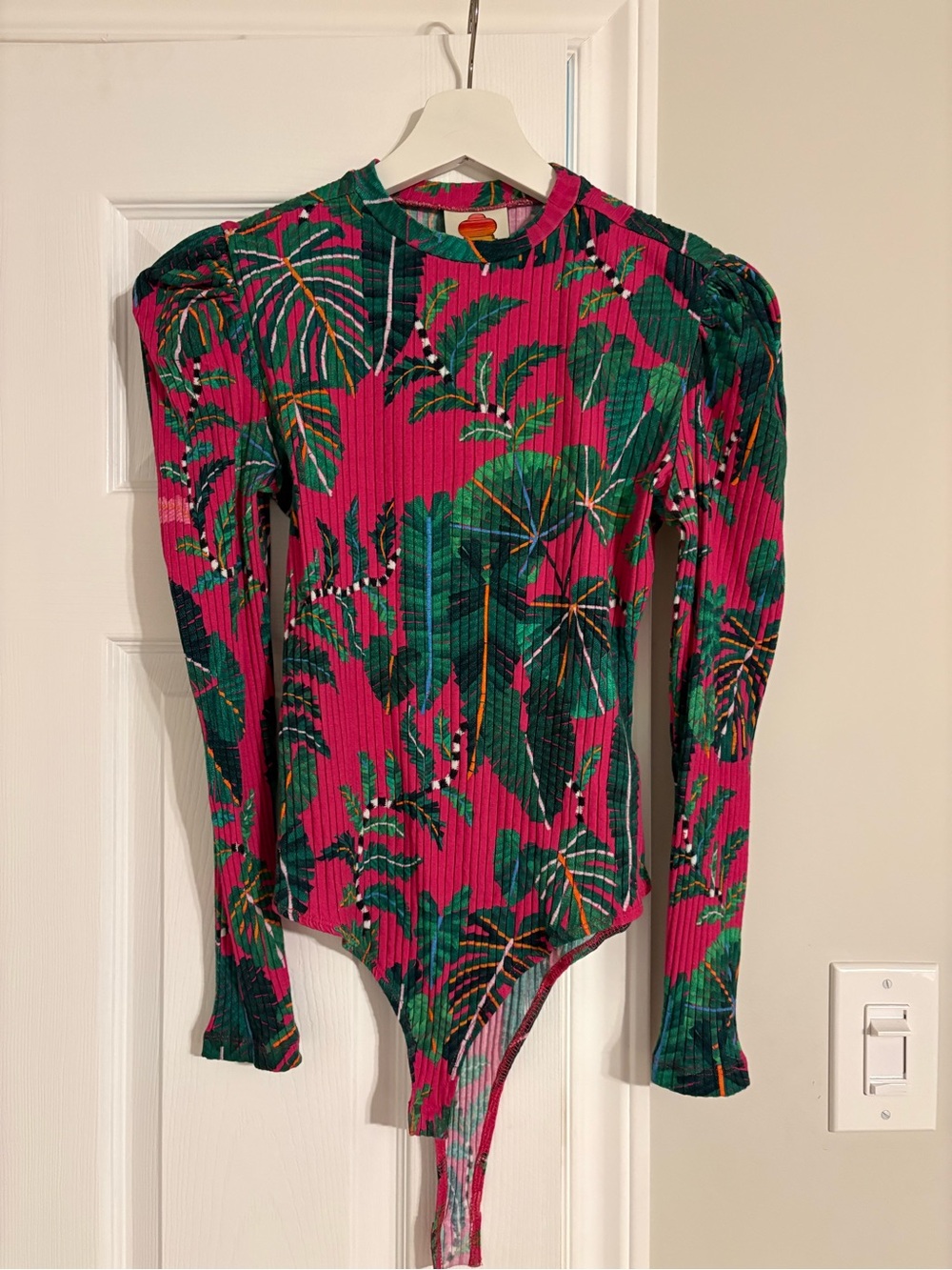Farm Rio Pink Tropical Leaf One-Piece Bodysuit